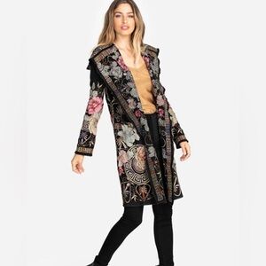 NEW Johnny Was Aviva Duster Embroidered Long Cardigan w/ Hood
